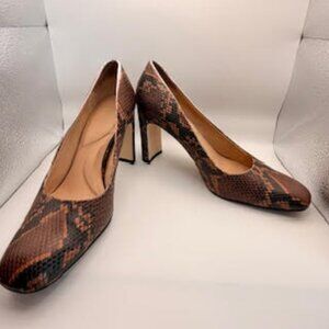 Franco Sarto Brown Snakeskin Block Heel Pumps Size 11